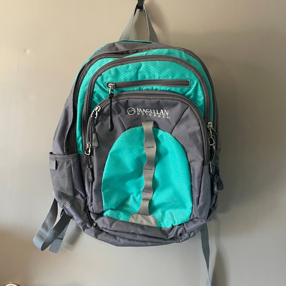 Magellan Outdoors Backpack Teal Grey Hiking School Bag Organizer Pockets